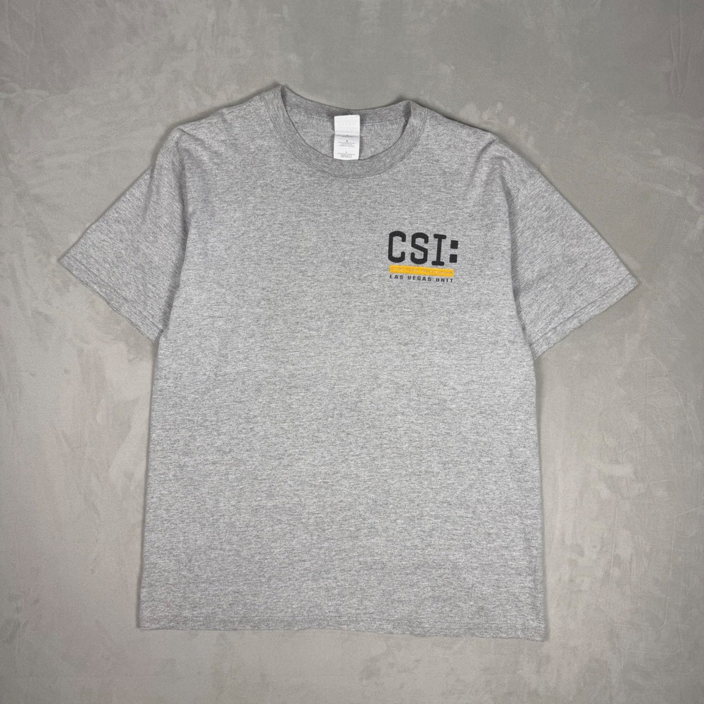 Y2K Mens Gildan CSI Las Vegas Unit Graphic Tee Grey Large